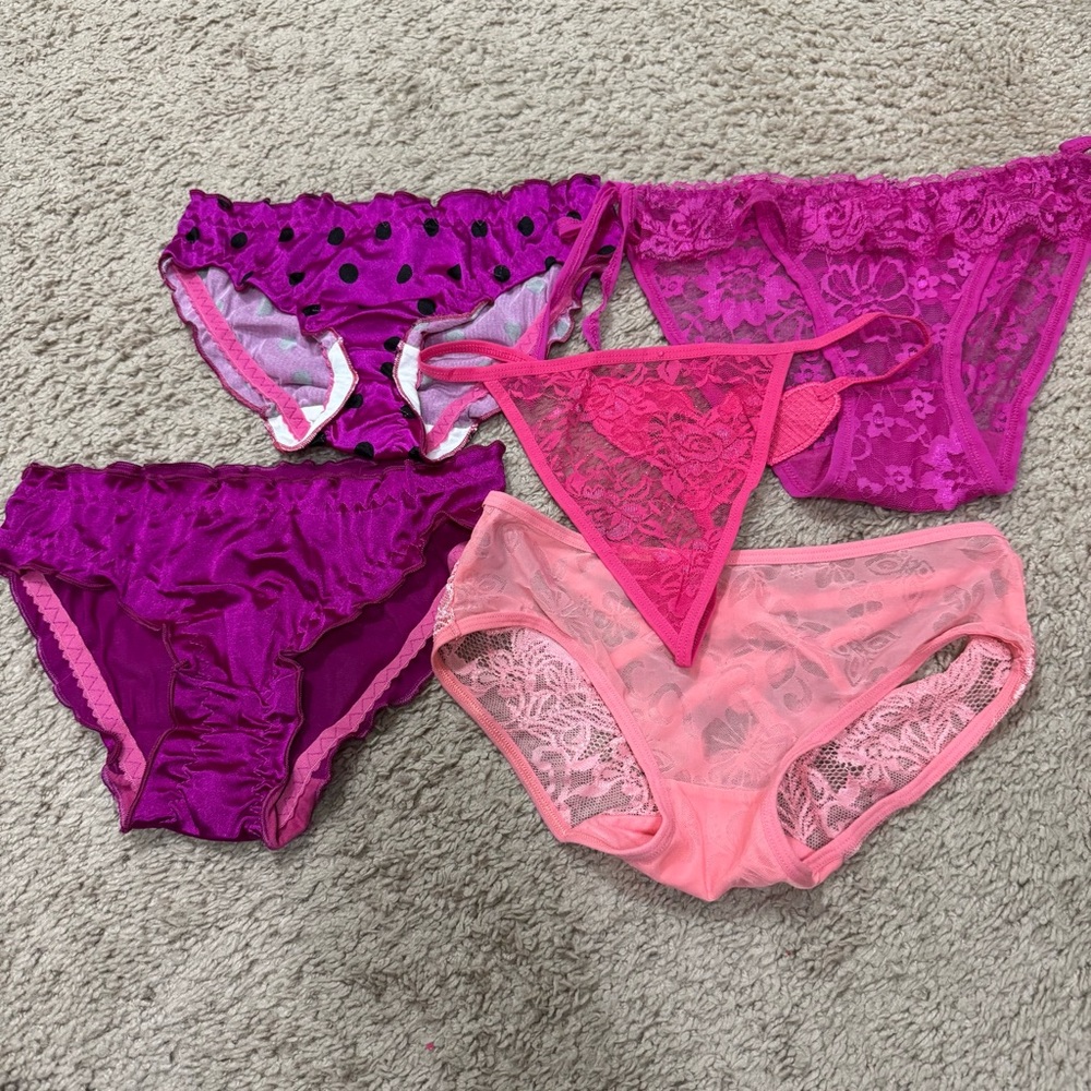 Bundle of Five Sexy Lace Unqiue Pink Panties - Picture 3 of 4